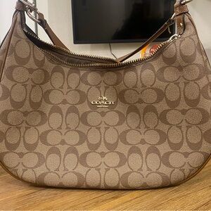 Coach Harley Hobo Tan and Brown Signature Shoulder Bag